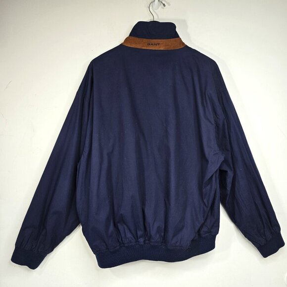 Vintage GANT NAvy Blue HArrington Leather Accent Bomber Varsity Zip Up Jacket - Picture 8 of 12